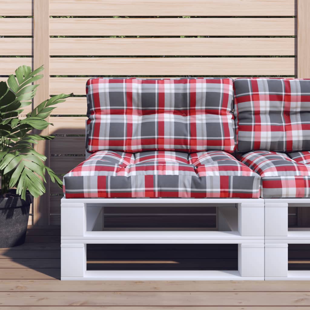 Pallet Cushion Red Checkered Pattern 70 X 40 X 12 Cm Fabric