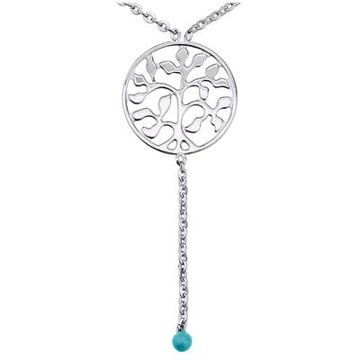 [N3273] - Silver Turquoise 'Tree of Life' Silver Necklace