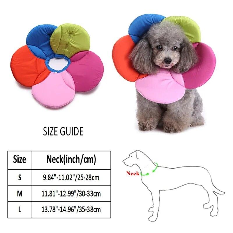 Pet Cat Dog Flower Neck Collar Anti Bite Beauty Adjustable Protector Cover Ring
