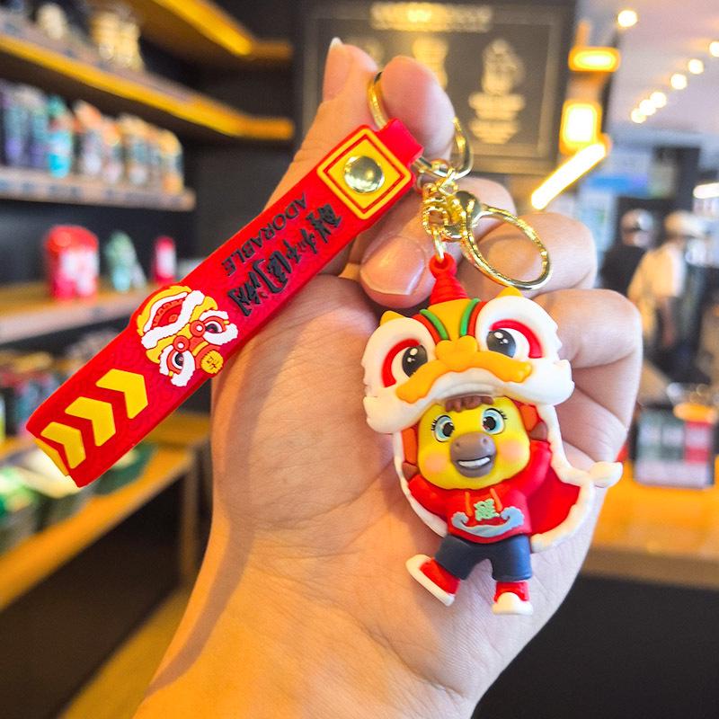 Tingming 2026 Year of the Horse Keychain - Red Rope, Creative PVC Gift for Students and Companies