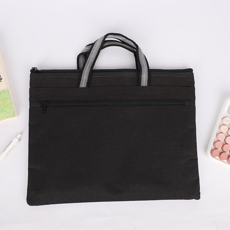 Dual Layer Oxford Business Briefcase: Lightweight, Durable Document Storage Bag with Double Zippers.