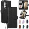 Leather Flip Phone Case for Samsung Galaxy Z Fold 7 6 5 4 3 5G Fold7 Fold6 Fold5 Wallet with Card Holder Protective Cover