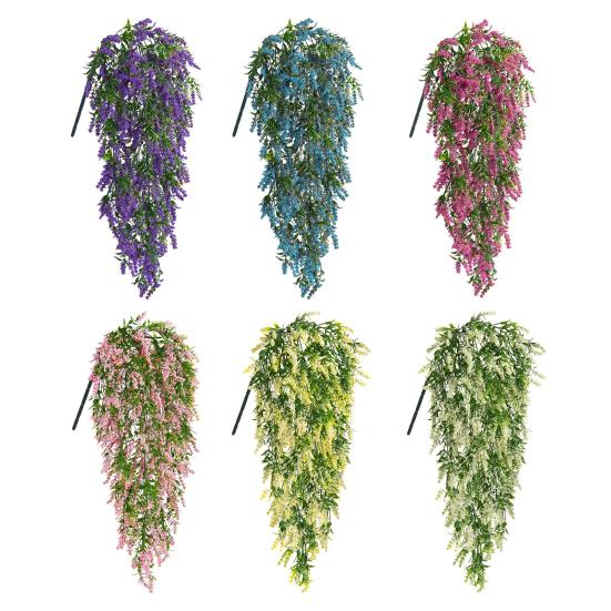 Floare Artificială de Lavandă Rezistentă la UV Ghirlandă de Lavandă Agățată Plante Vii Artificiale pentru Grădină Interioară Exterioară Pridvor Acasă Decor de Petrecere Nuntă