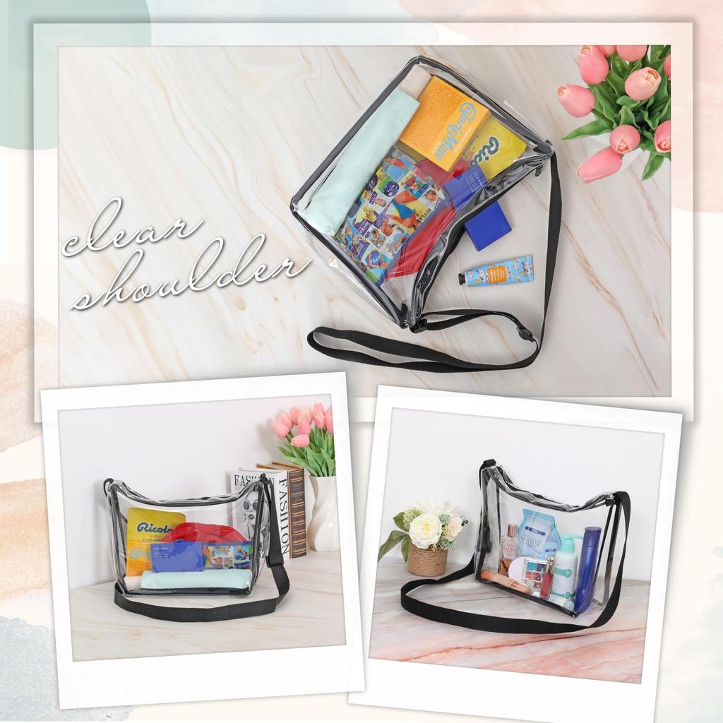 Clear shoulder crossbody with inverted PVC transparent transparent so you can see the adjustable shoulder strap shoulder hand transparent clear vinyl