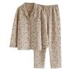 Women's Retro Lapel Cardigan Pajama Set - Long Sleeve, Long Pants, Loose Fit, Plus Size, Perfect for Autumn and Winter