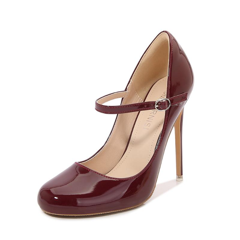 New 12cm Round-Toe Wristband High Heels Daily White-Collar Drag And Catwalk Fashion Elegant Fashionable Buckle Women's Shoes