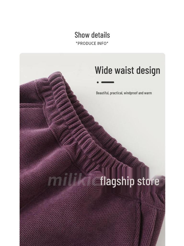 Girls' Fleece-Lined Wide-Leg Corduroy Pants - Winter 2025
