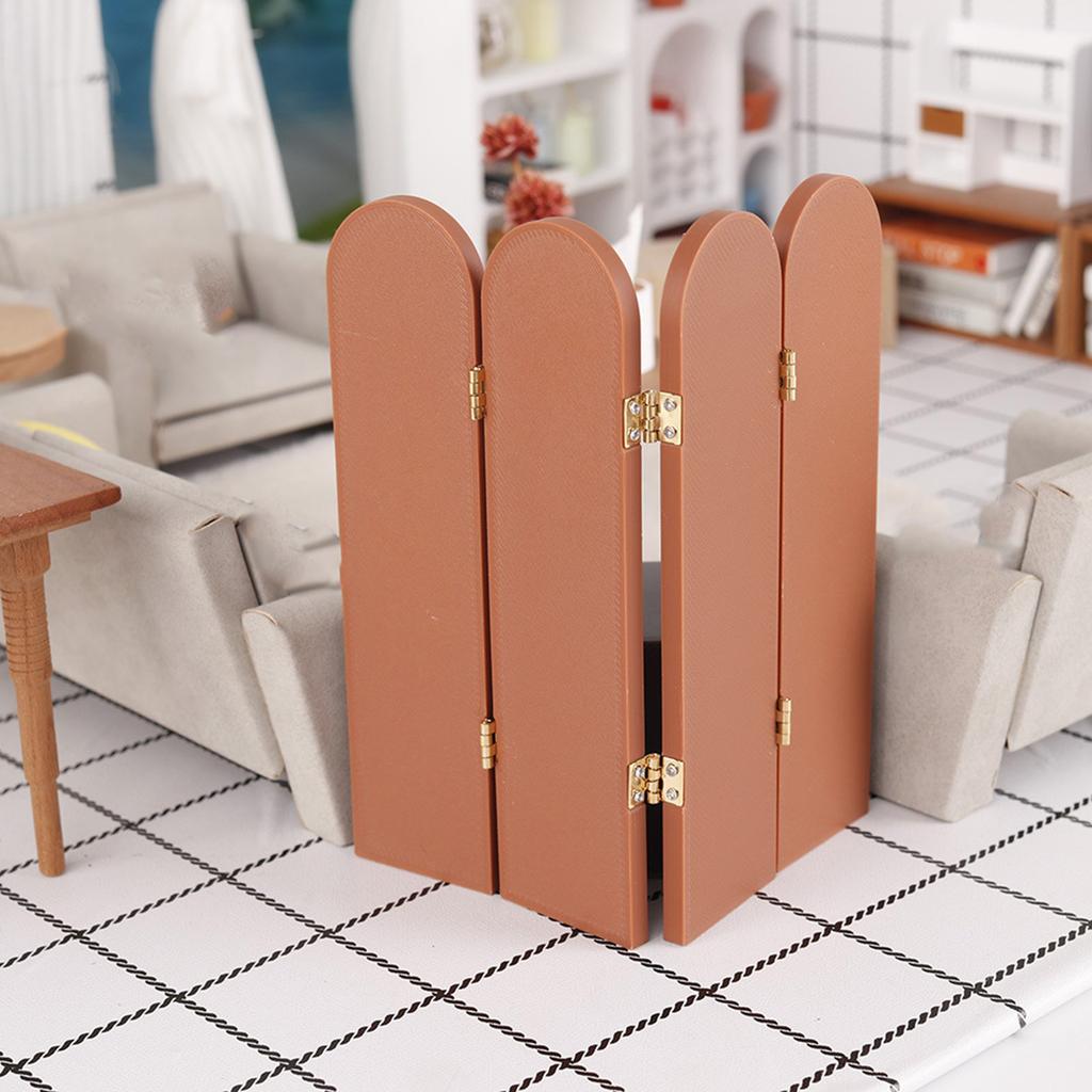 Miniature Room Divider Screen With Foldable Panel For 1:12 Doll House Scene Setting And Craft Model Collection Decors