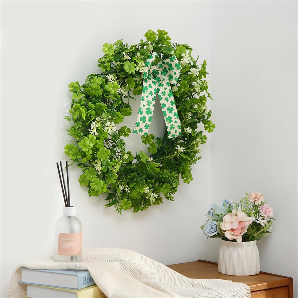 Irish St. Patrick's Day Simulation Green Door Hanging Bow Decoration Wreath