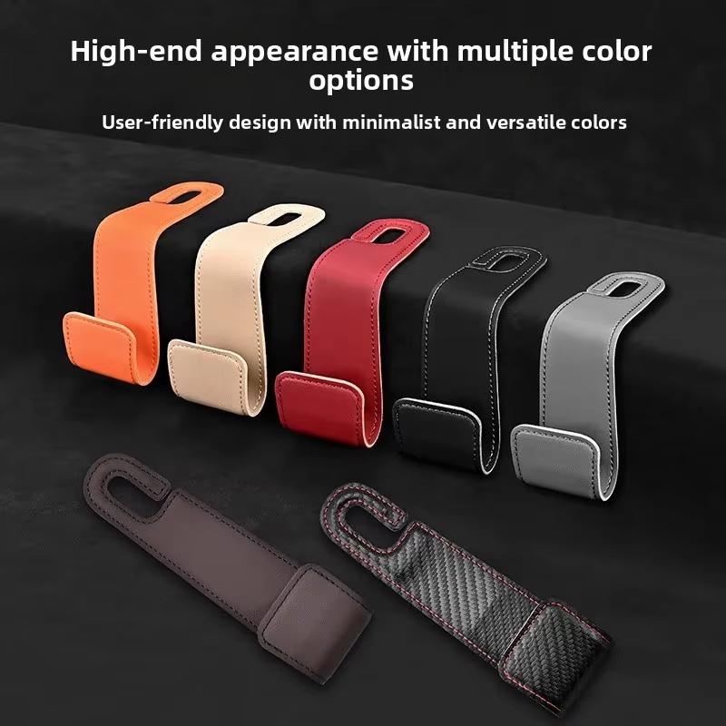Universal Car Headrest Hook Premium PU Leather Material Rear Seat Hanging Seat Hook 20KG Large Load-Bearing Hook Quality Hanger