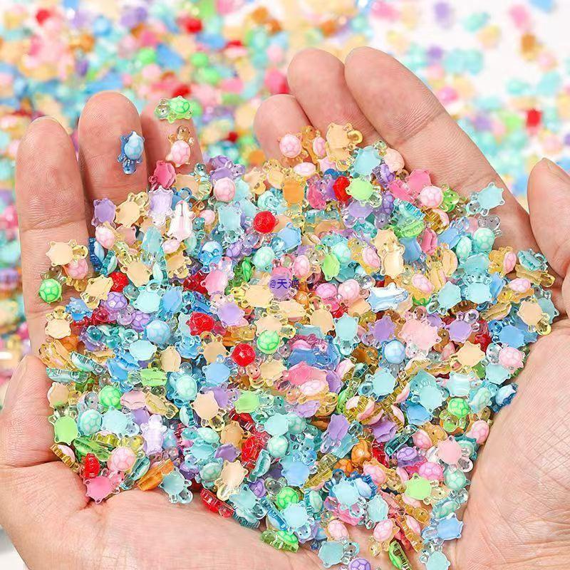 Colorful Cartoon Turtle Mini Figurine Toy – Luminous Nail Art Accessory