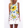 European Station European and American New Retro Digital Printing Round Neck Hot-selling Off-the-shoulder Medium and Long Vest Dress