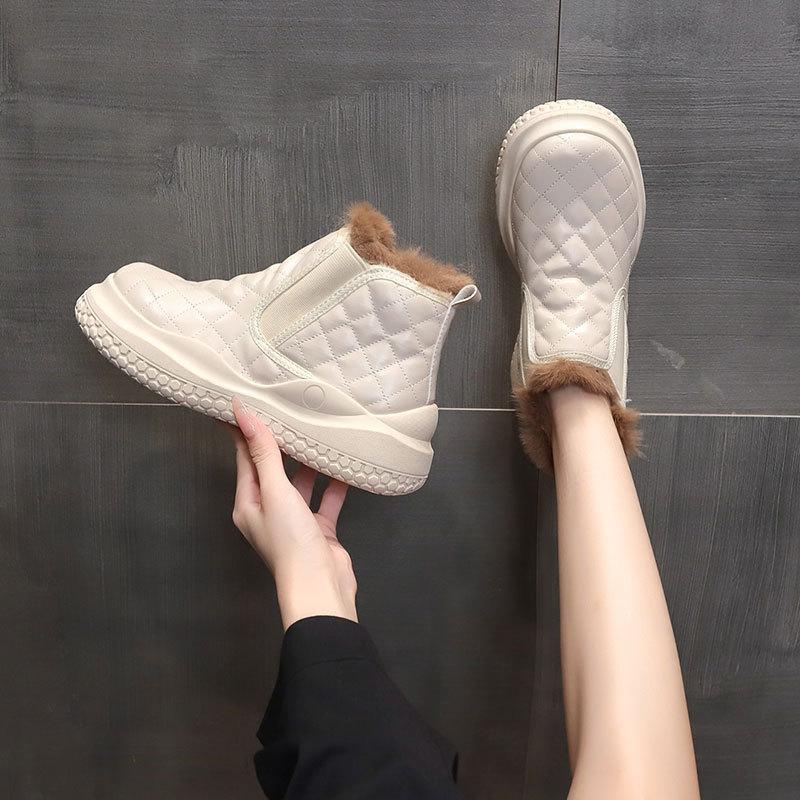 Snow Boots Women's New Winter Velvet Thickened Martin Boots Short Boots Women's Shoes Versatile Heightening Platform Cotton Shoes