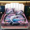 3Pcs Flower Dolphin Patterned Mattress Protective Cover (1 * Bed Sheet + 2 * Pillowcases) Skin-Friendly  for Home  Four Seasons