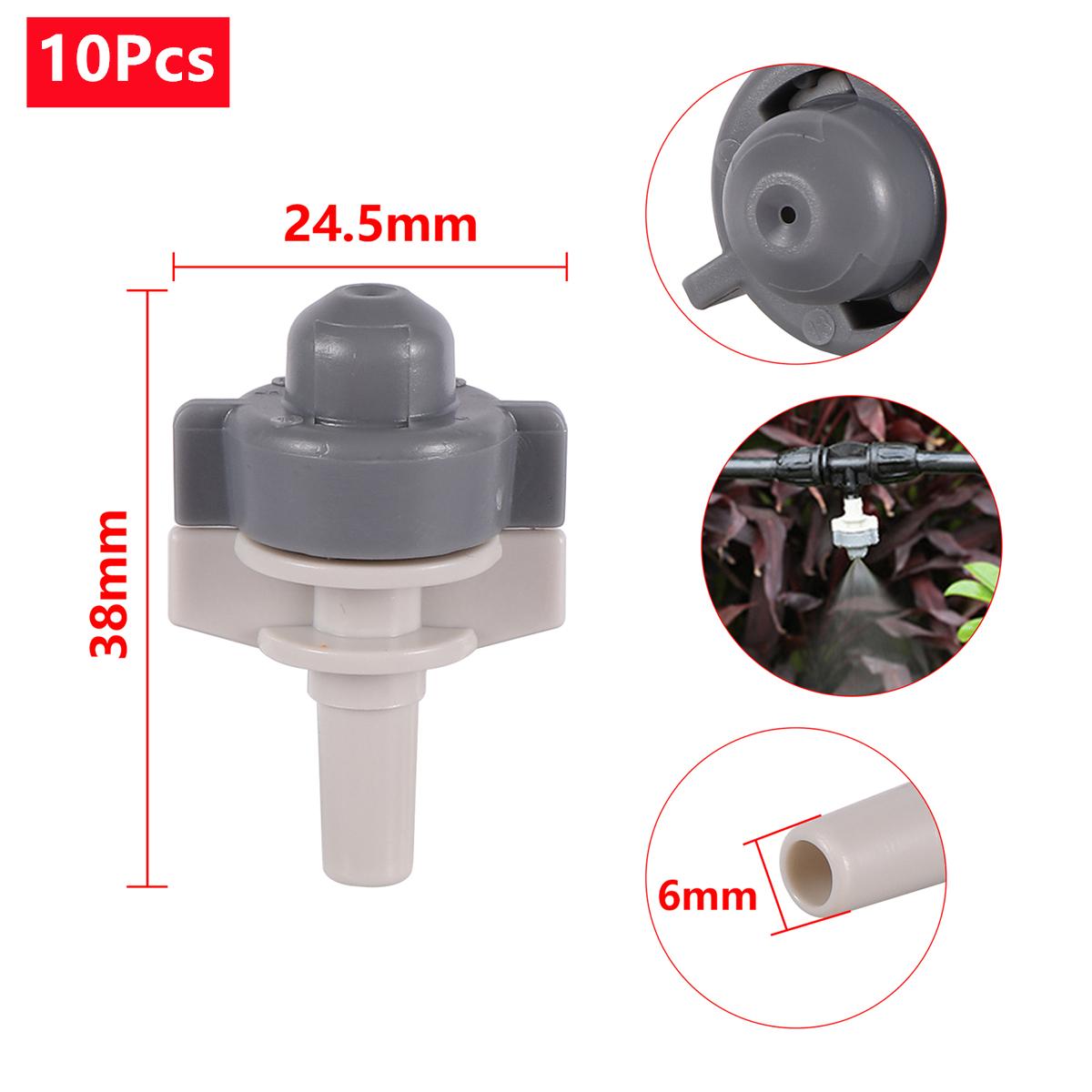 

10/100Sets Micro Atomization Nozzle Kits 6mm Interface Atomizing Grey Micro-Sprayers 4/7mm Hose Garden Irrigation Humidification