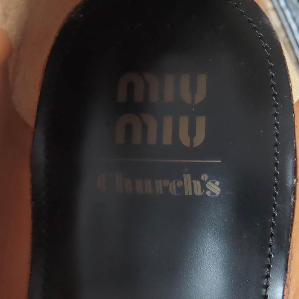 Excellent Churchs Miu Miu Leather Shoes Wingtip Oxford Black Women 39 5E038E Used