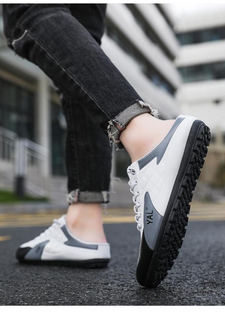 Spring Men's Trendy Breathable Slip-on Loafers with Half-open Back - Casual Leather Running Shoes