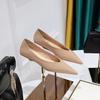 Mode Damen 1cm Niedrige Absätze Arbeit flache Schuhe Damen Lackleder Spitze Niedrige Absätze Dame Prägnant Büro Täglich zum Hineinschlüpfen Flache Schuhe