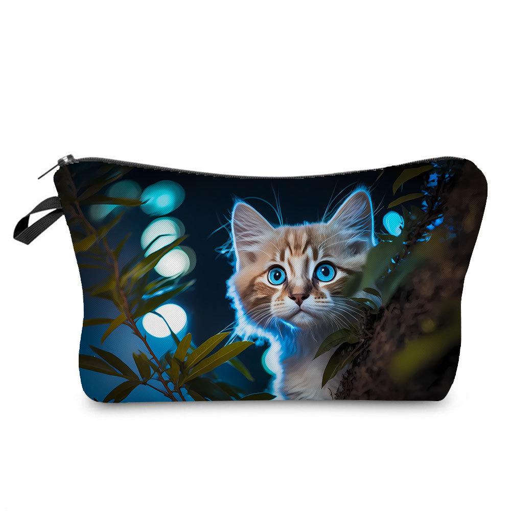 Women Cat Print Cosmetic Bag Toiletries Organize Travel Storage Case 6772