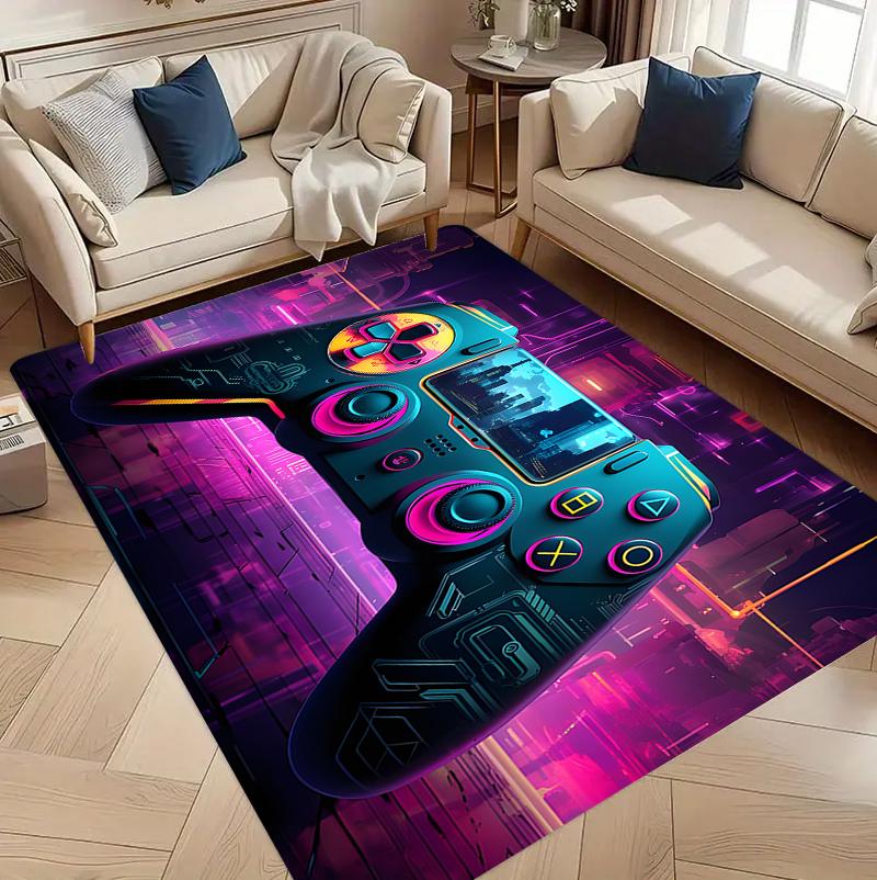 

Cyber Gamepad Pattern Carpet Neon Punk Color Gradient Futuristic Home Decor Rug Soft Non-slip Floor Mat for Living Room Bedroom 40X60cm