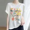 Navava Women Flower Print Short Sleeve Knit Tee Nk2994
