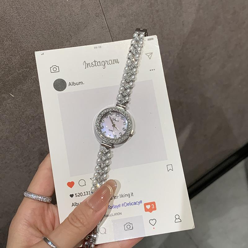 

Supply Round Watch Women S Watch Full Diamond Light Luxury Temperament Fashion Pearl Bracelet Women S Watch Temperament Quartz