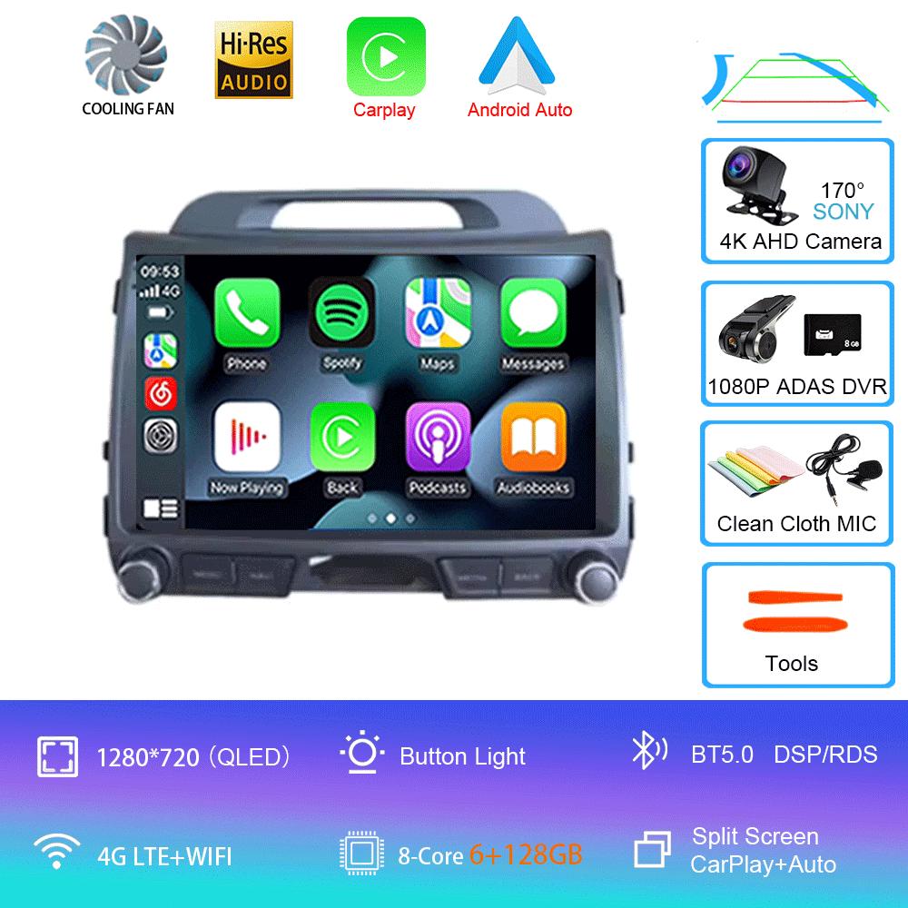 Android 14 For KIA Sportage 3 2010 - 2016 Car Multimedia Player GPS Navigation 9Inch QLED TouchScreen Wireless Carplay WIFI 4G
