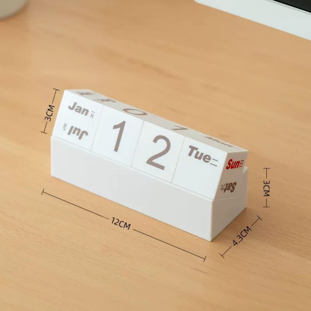 

Desktop Ornament Perpetual Calendar Date Week Month DIY Square Block Office Desk Decoration Pen Phone Business Card Holder