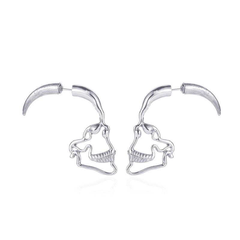 

Серьги в стиле панк-ретро с черепом на лице — креативный дизайн с полостью