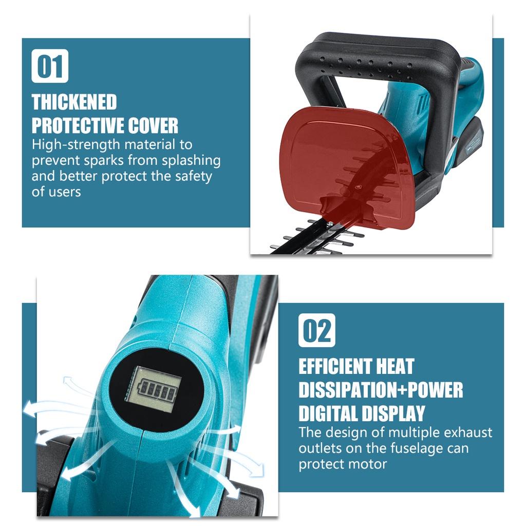 1500W 388VF Cordless Hedge Trimmer Electric Hedge Trimmer Cordless Battery Pruner Trimmer for Grass Garden Tool for Mak