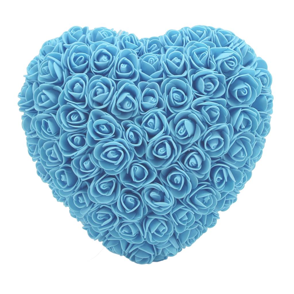 Foam Fake Roses Handcrafted Romantic Decorative Heart Shape Artificial Roses with String Light for Bedroom Wedding Blue