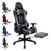 Chaise Gaming FOXSPORT-Ergonomique Avec Support Lombaire, Appui-tête Et Repose-pied, Hauteur Réglable Inclinable 90 °-180 °-Noir