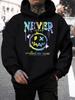 Never Give Up Gradient Letters Printing Hoodies Mens Casual Comics Clothing Loose Pocket Hoody Autumn Fleece Unisex Streetwear