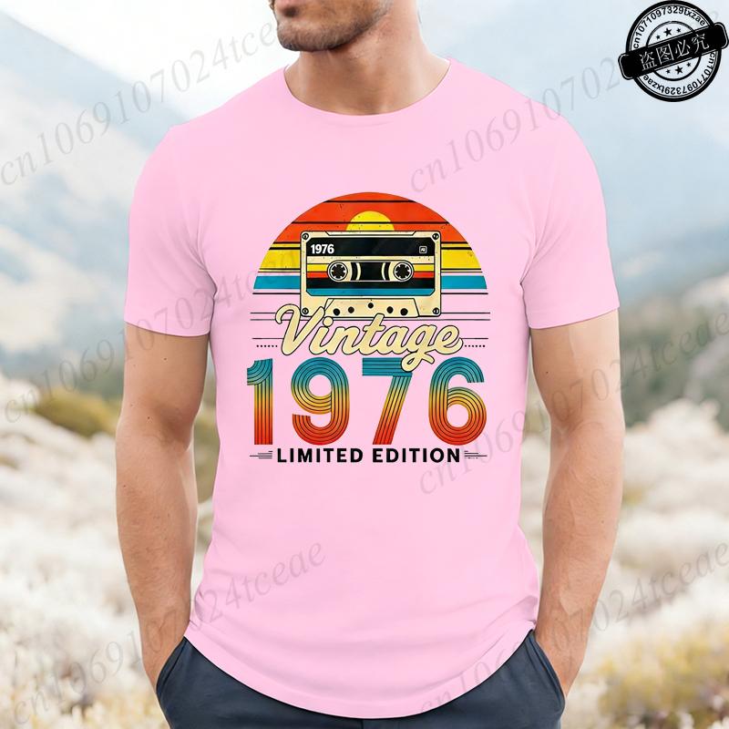 Vintage Born In 1976 Retro 50th Birthday Tshirt Unisex Unisex Funny Y2k Clothes Street Fashion Graphic T Shirts 50 Years Old Gifts