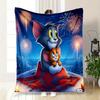 "Tom & Jerry: Magische Nachtdecke" Decke Flanell Überwurfdecke für Sofa, Bett, Reisen, Camping, Büro