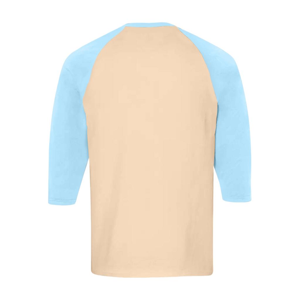 Men's Button-Down Contrast Raglan 3/4 Sleeve Top