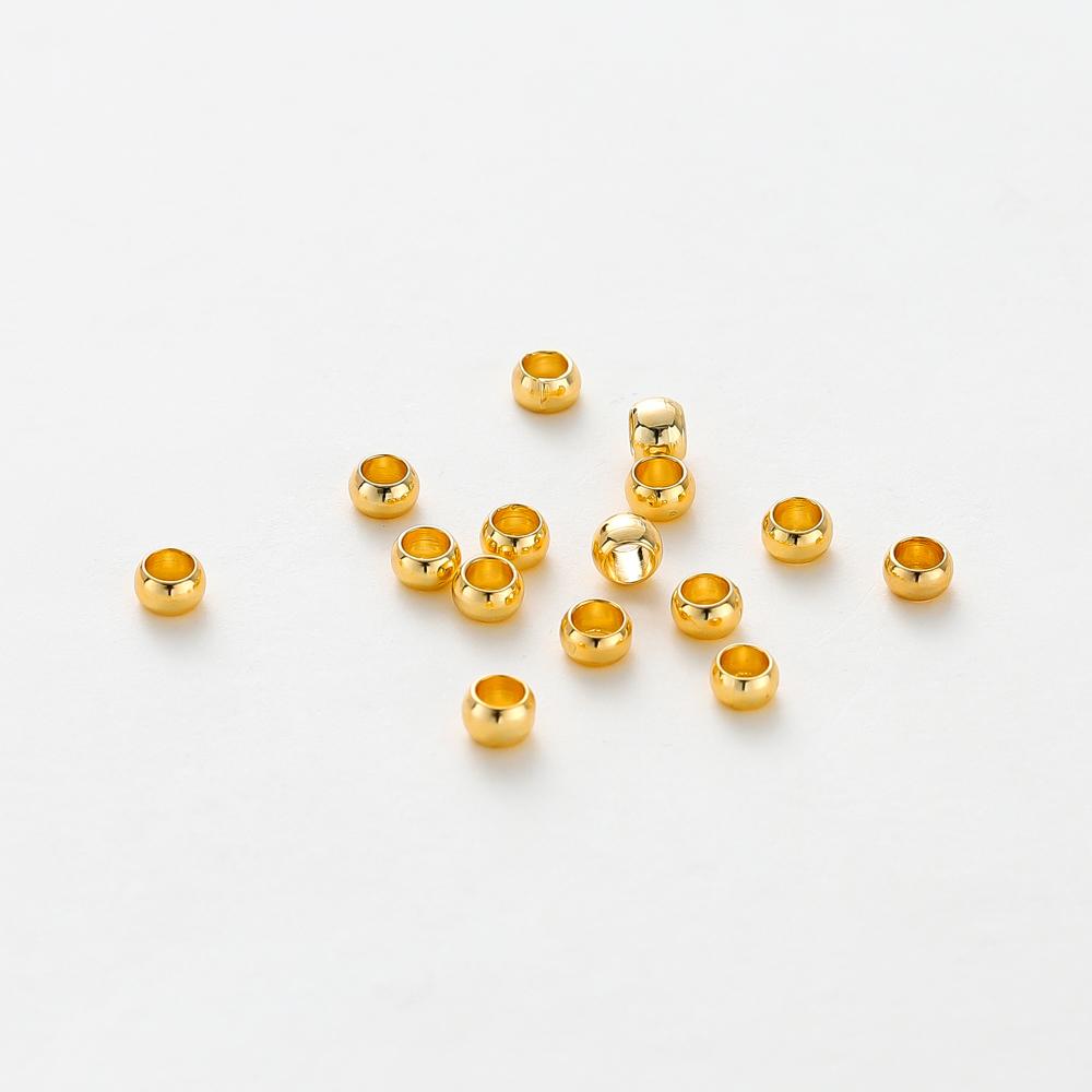 100Pcs/lot 1.5/2/2.5/3mm 14K/18K Gold Color Plated Brass Positioning Beads for DIY Bracelet Necklace Jewelry Making Accessories