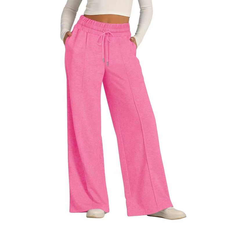 

Loose-waisted and Wide-Leg Casual Trousers Elastic Waist Wide Leg Casual Trousers Pink S