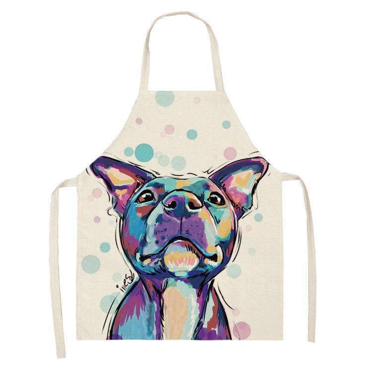Hot Sale Cartoon Anime Pet Dog Dog Sleeveless Apron Drawing Graffiti Kitchen Anti-fouling Creative Linen Apron