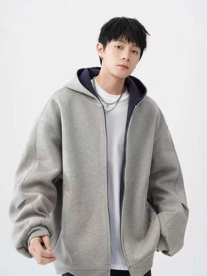 Men's Trendy Rogue Double Zipper Hooded Sweatshirt - Autumn/Winter Loose Casual Sports Cardigan Jacket