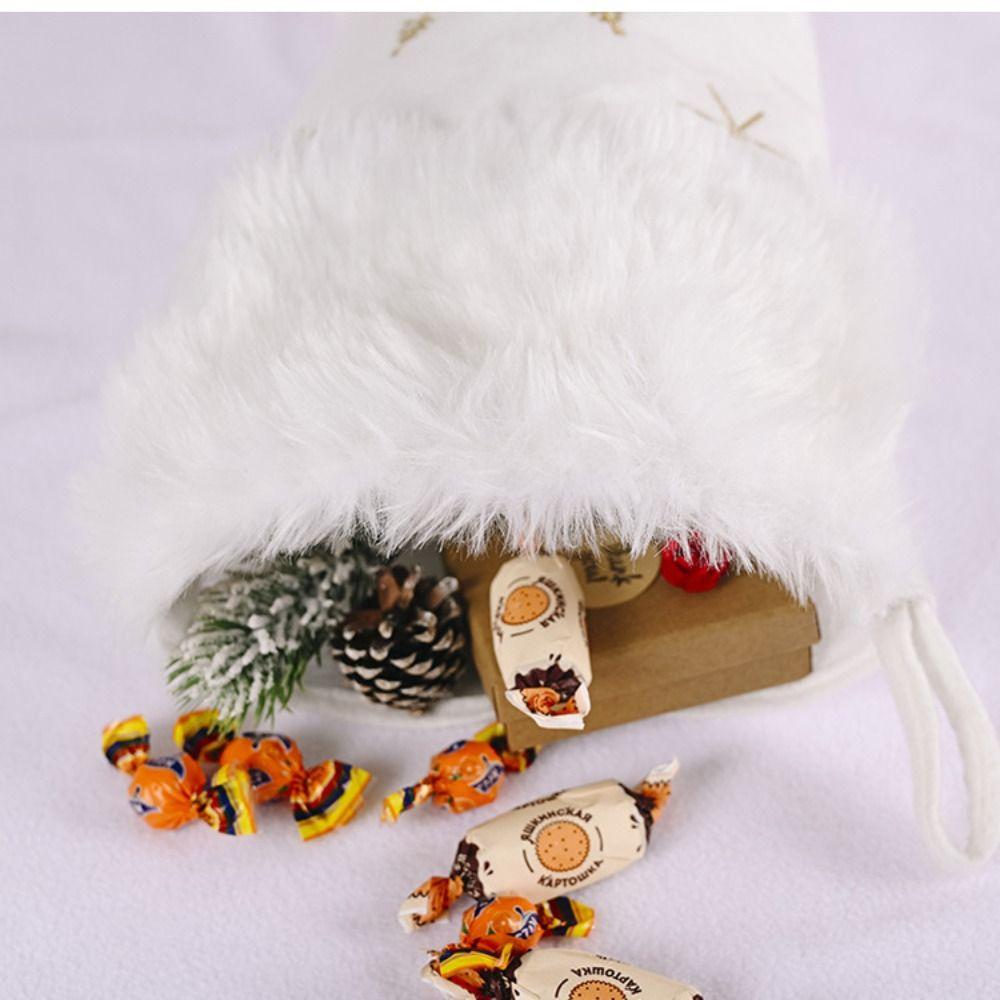 Decorative Merry Christmas Pattern Christmas Stocking Ultra-Soft Fluffy Holiday Socks Snowflake Embroidery Stockings Home Decor
