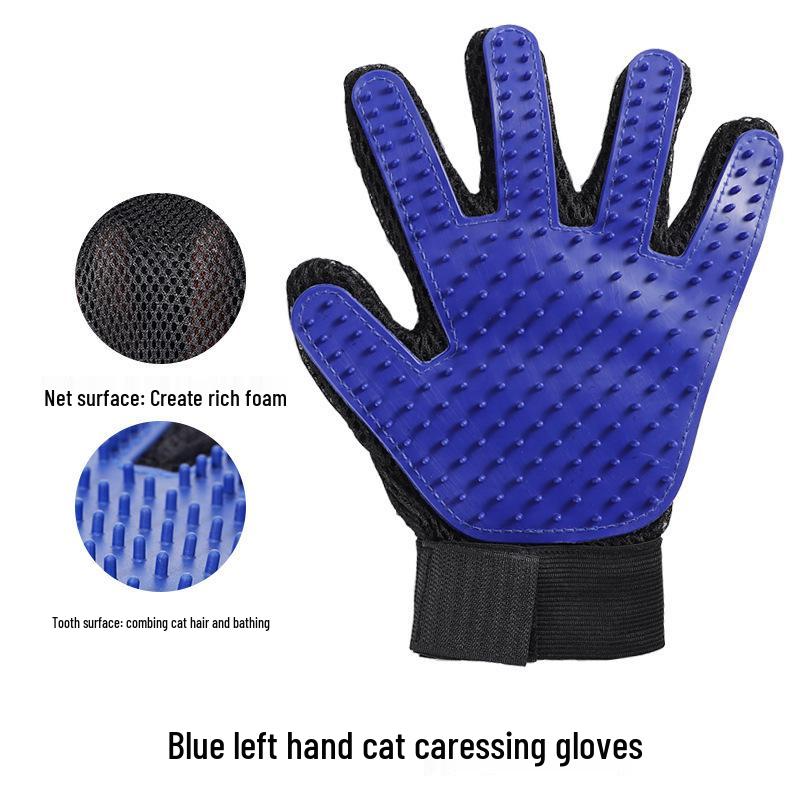 Pet Grooming and Bathing Glove for Cats and Dogs - De-shedding Hair Removal and Massage Tool