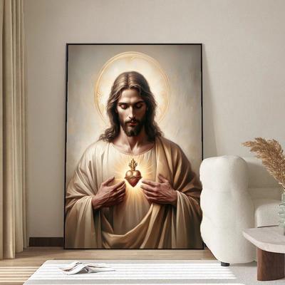 Jesus Christus Leinwand Postres Christliches Jesus Porträt Wandkunst Druck Poster Ich werde mit Christus gehen Bibelvers Geschenk Poster