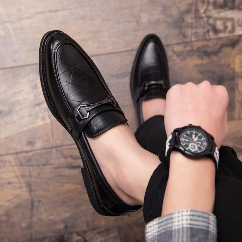 Leather Shoes Autumn Dress Casual Soft Sole Inner Height Increase Hair Stylist British Pointed Head Winter Velvet