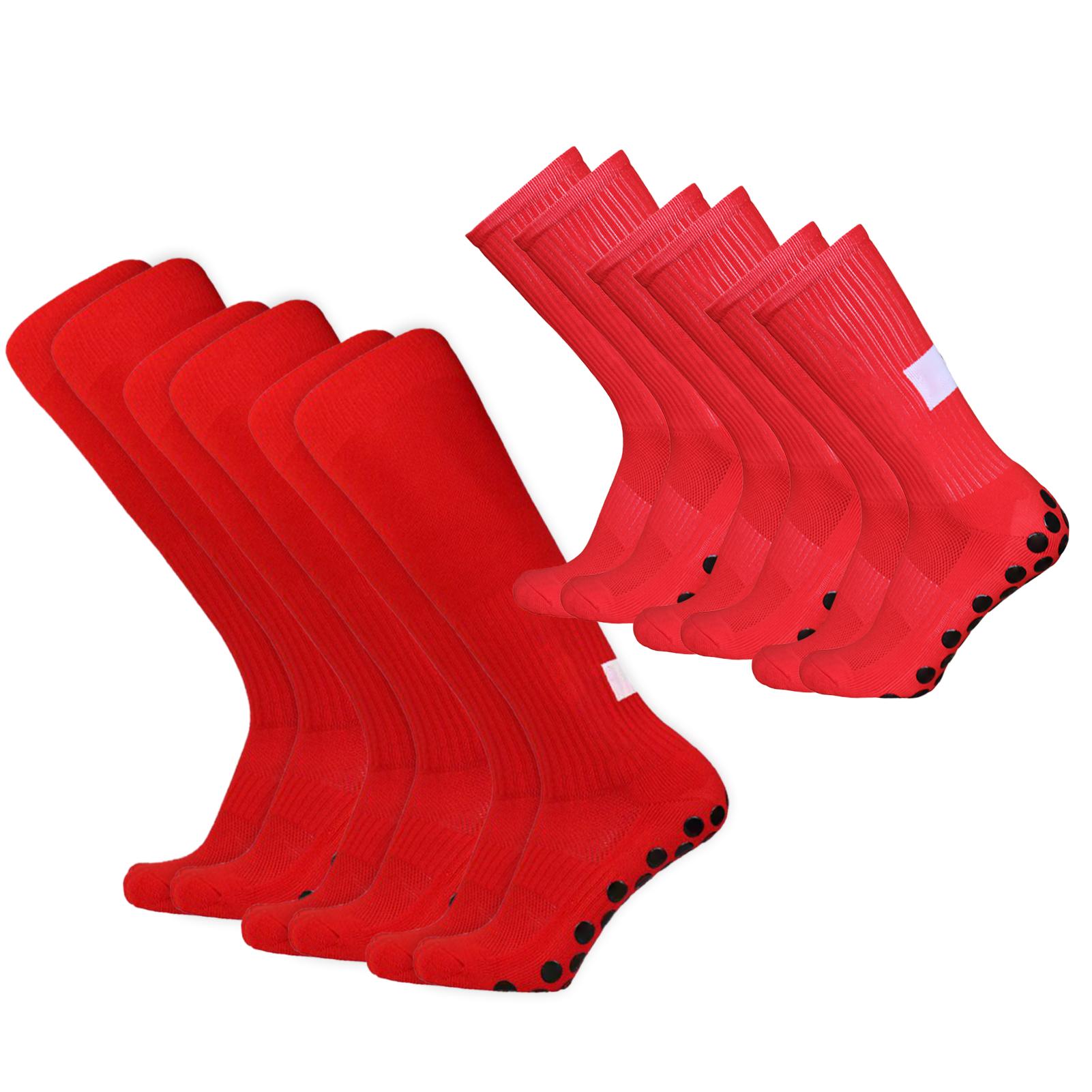 6 Pairs Football Socks Crew Socks and Knee High Socks Set Anti Slip Athletic Running Socks Outdoor   Sports Football