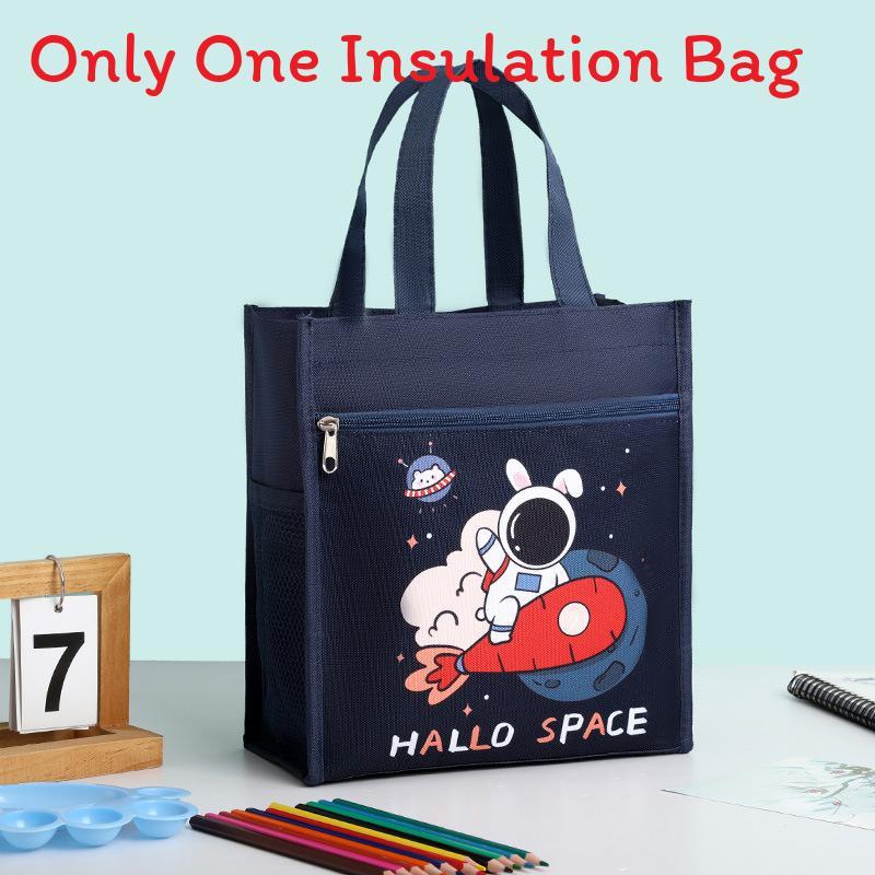 Cartoon Canvas Lunch Bag With Material For Kids School Snack Organizer