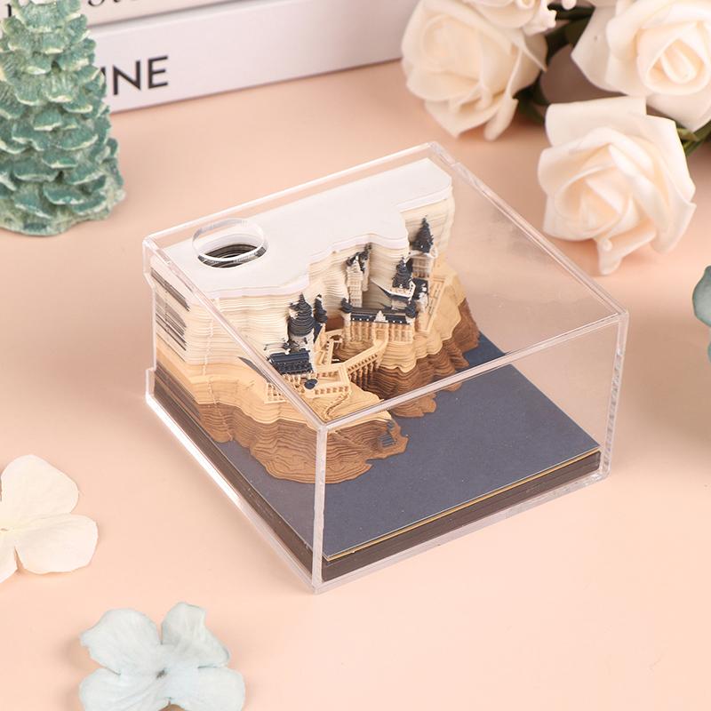 Time Piece Calendar 2026 Desk Calendar With Led Light 3D Tear-Away Calendar Paper Carving Art Memo Pad Notepad Gift Christmas