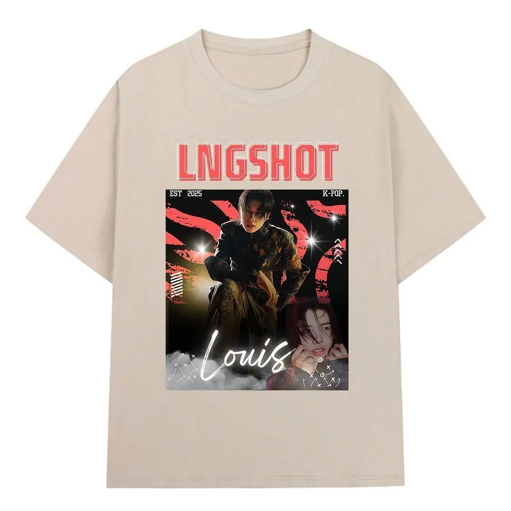2026 Korean Kpop Hip Hop Group Lngshot LOUIS Graphic T Shirt Men Women Clothing Fashion Oversized Short Sleeve Cotton Casual T-shirts