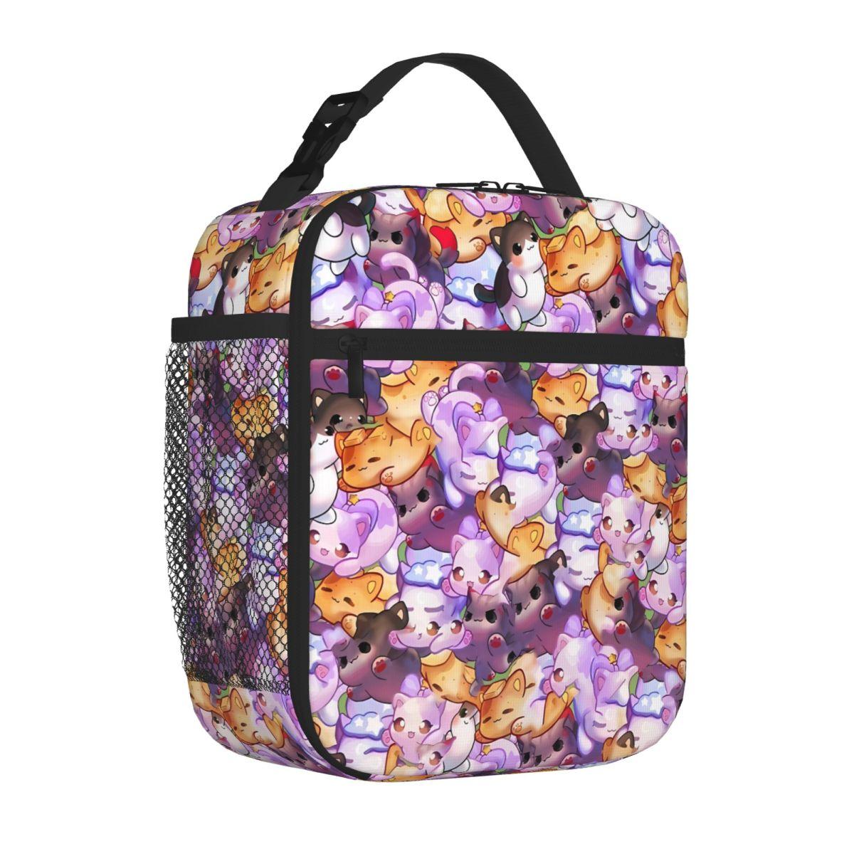 Bestselling Aphmau Meow Plushies Anime Cats Patchwork Insulated Tote Business Trip Kids Lunch Bag One Size