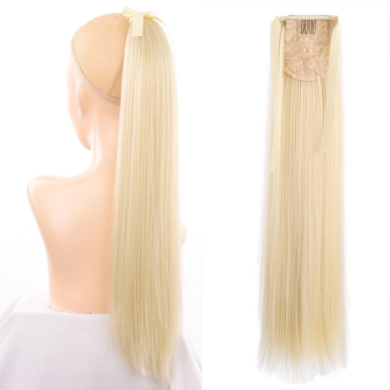 Lange, gerade Pferdeschwänze für Frauen, hitzebeständige synthetische Kordelzug-Pferdeschwanzverlängerungen aus Kunsthaar